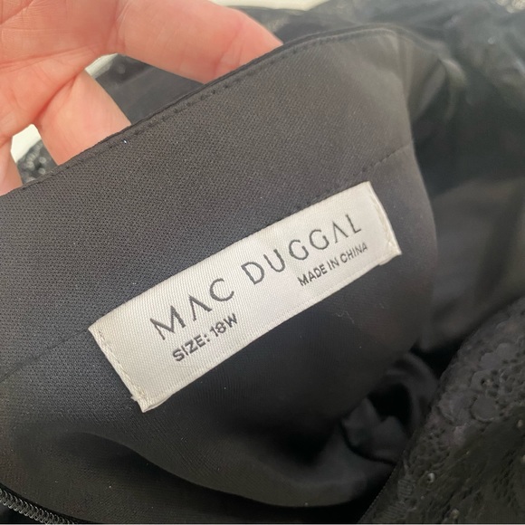 Mac Duggal Sequin Lace Illusion Black Formal Evening Gown Plus Size - Picture 12 of 12